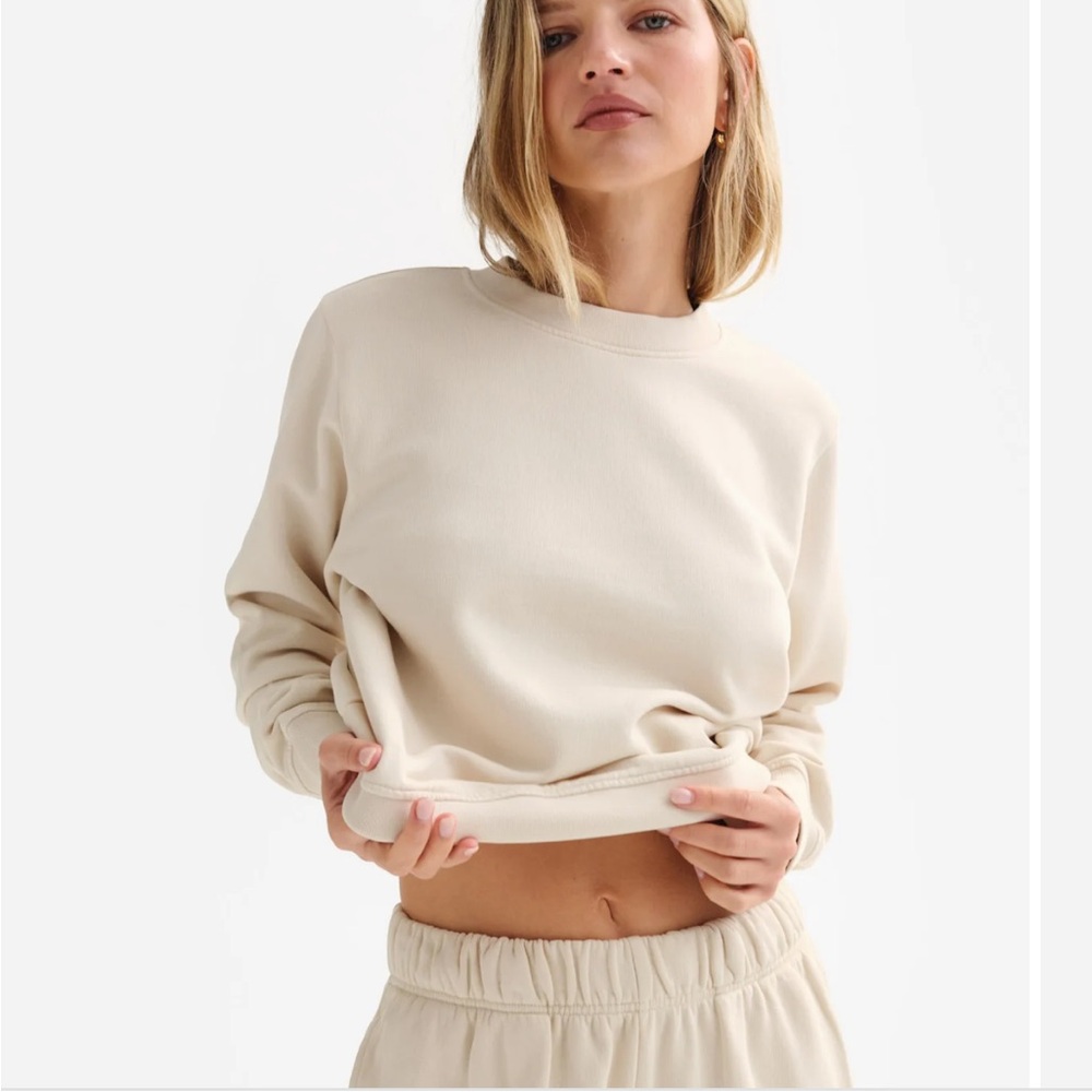MATE the Label Organic Cotton Cream Crewneck Sweatshirt